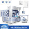 ZONESUN ZS-SPFC8 Automatic Dual Channel Pouch Packing Machine for Flat Bags Zipper Bags and Stand-Up Pouches