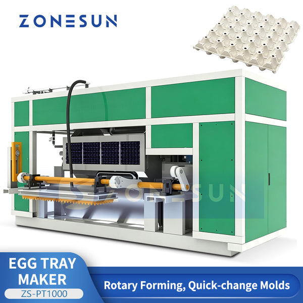 ZONESUN ZS-PT1000 Automatic Rotary Pulp Molding Machine for Egg Trays Fruit Trays and Biodegradable Paper Packaging