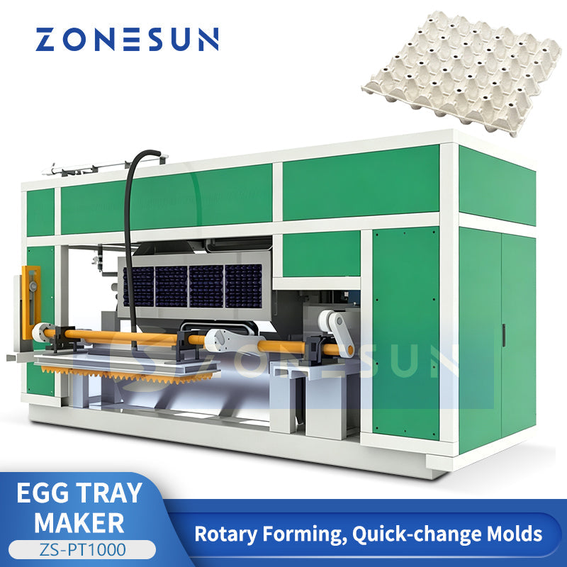 ZONESUN ZS-PT1000 Automatic Rotary Pulp Molding Machine for Egg Trays Fruit Trays and Biodegradable Paper Packaging