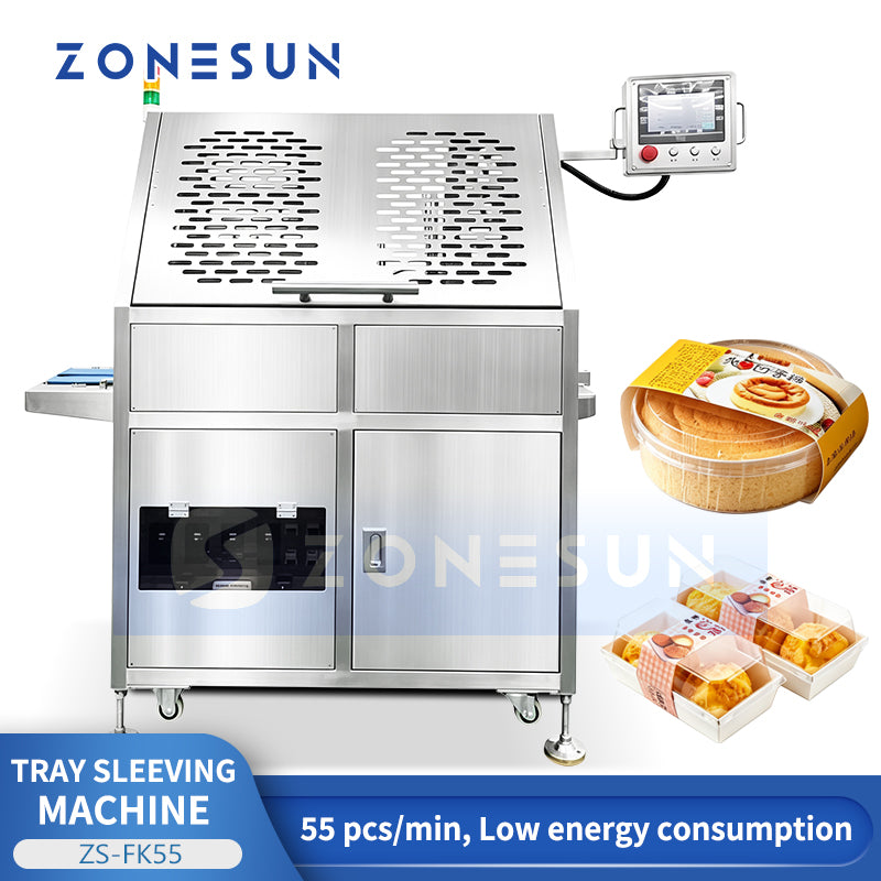 ZONESUN ZS-FK55 Automatic Cardboard Sleeving Machine Food Tray Packaging Equipment