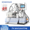 ZONESUN ZS-AFC12D Automatic Spout Pouch Piston Pump Liquid Filling Capping Machine