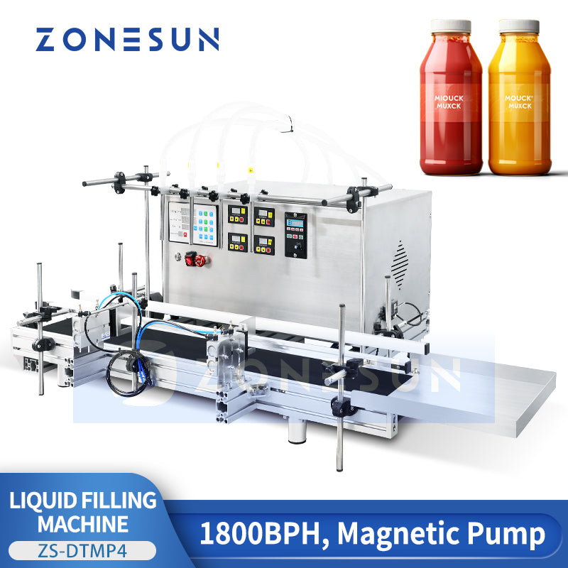 ZONESUN ZS-DTMP4 4 Nozzles Automatic Magnetic Pump Liquid Filling Machine
