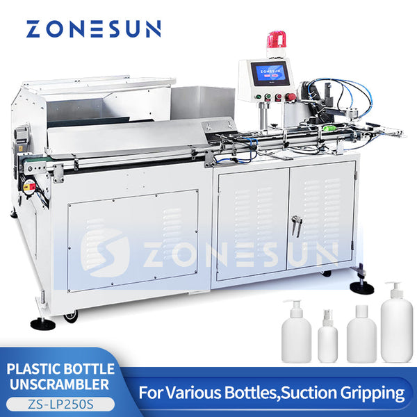 Robot arm bottle unscrambler