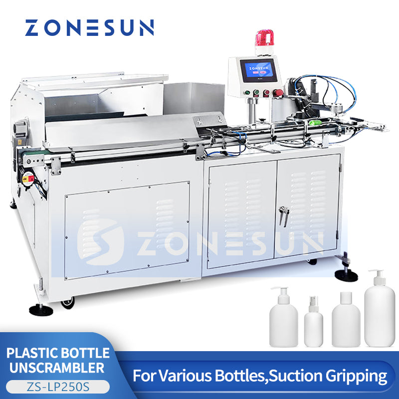 Robot arm bottle unscrambler