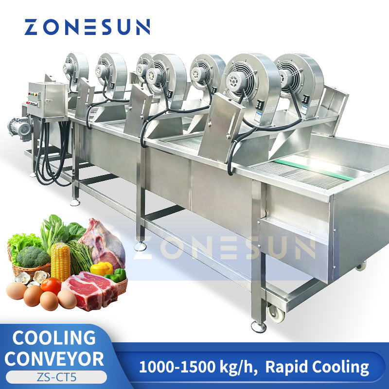 ZONESUN ZS-CT5 Industrial Air Cooling Mesh Belt Conveyor for Roasted Nuts Fried Foods and Food Processing Lines