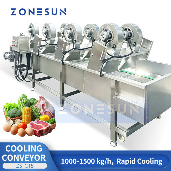 ZONESUN ZS-CT5 Industrial Air Cooling Mesh Belt Conveyor for Roasted Nuts Fried Foods and Food Processing Lines