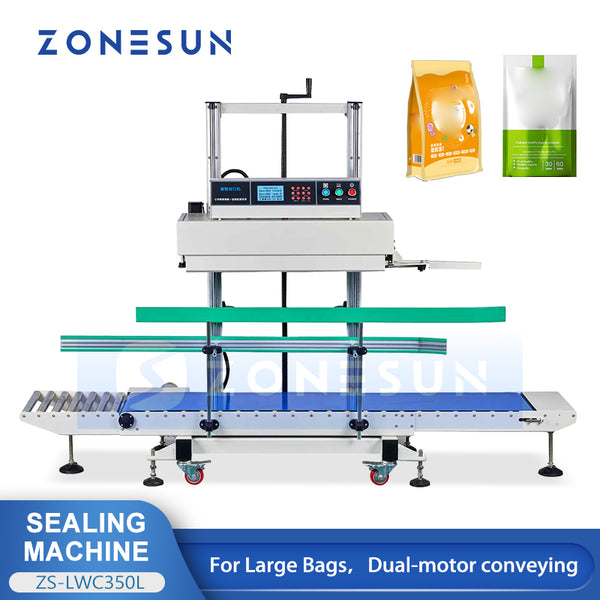 ZONESUN ZS-LWC350L Dual-Motor Vertical Continuous Band Sealer for Large and Heavy Bags
