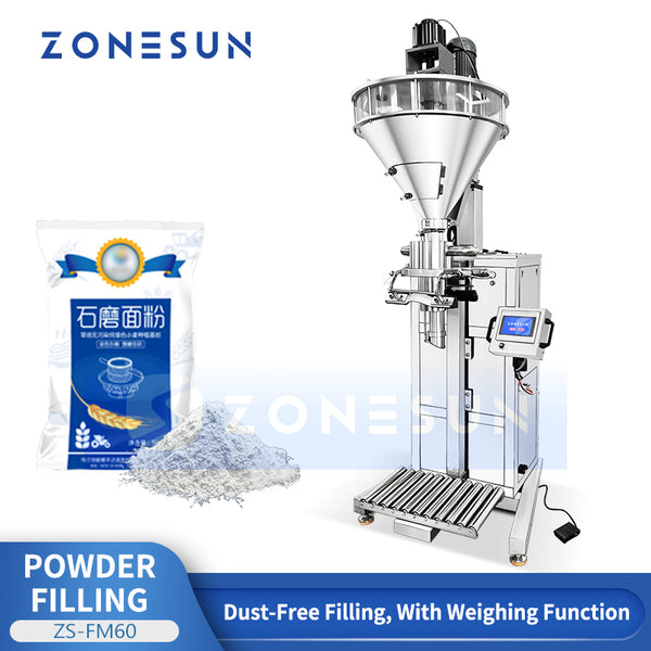 ZONESUN ZS-FM60 Semi Automatic Powder Filling Machine  Weighing & Dust-Free Auger Filling System