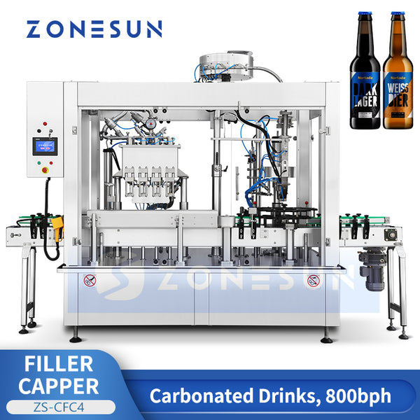 ZONESUN ZS-CFC4 Automatic Beer Filling Capping Machine Carbonated Isobaric Filler