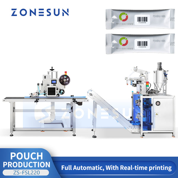 ZONESUN ZS-FSL220 Automatic Liquid Sachet Packaging Machine Pouch Filling, Sealing & Cutting Labeling System