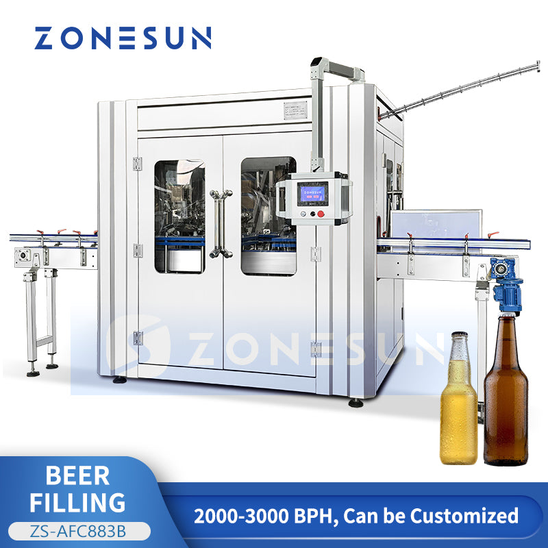 ZS-AFC883B beer bottling machine with isobaric filling and crown capping system