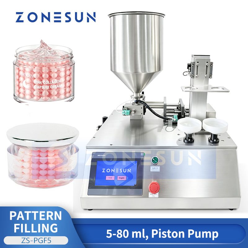 ZONESUN ZS-PGF5 Automatic Dual-Head Cosmetic Cream Pattern Filling Machine 5-80ml