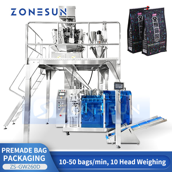 ZONESUN ZS-GW260D Automatic Premade Pouch Packaging Machine with 10-Head Combination Weigher for Powder & Fine Powder Materials