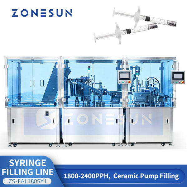 Syringe siliconization and filling line