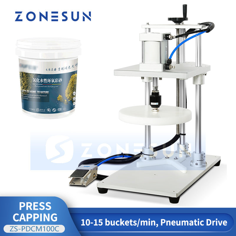 ZONESUN ZS-PDCM100C Semi-Automatic Pneumatic Plastic Bucket Lid Pressing Machine