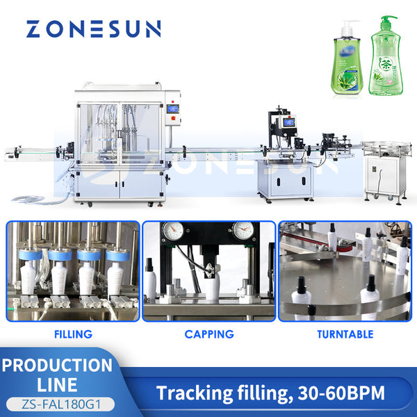 ZONESUN ZS-FAL180G1 Automatic Thick Liquid Filling Capping Line for Liquid Soap and Shampoo