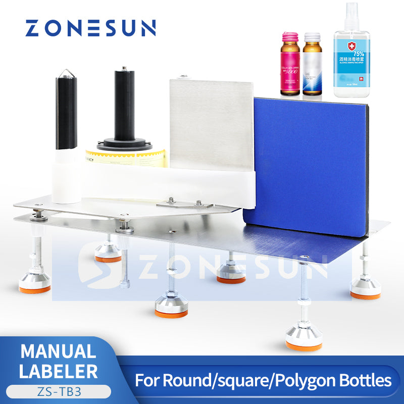 ZONESUN ZS-TB3 Manual Labeling Machine for Round, Square, Polygon Bottles