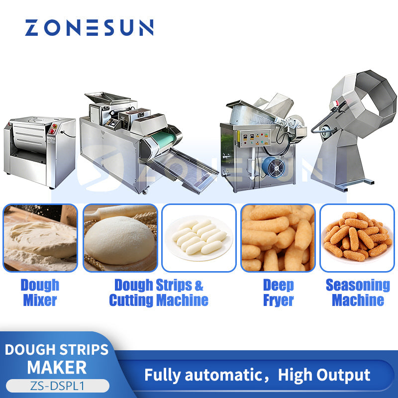 ZONESUN ZS-DSPL1 Industrial Automatic Dough Strip Production Line for Chin Chin Processing