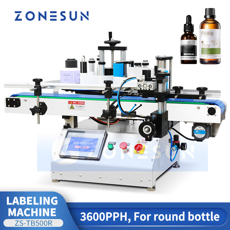 ZONESUN ZS-TB500R Desktop Round Bottle Labeler for Cosmetics & Pharma Packaging