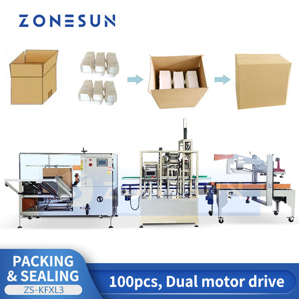ZONESUN ZS-KFXL3 Automatic Carton Packing & Sealing Machine Box Packing Line