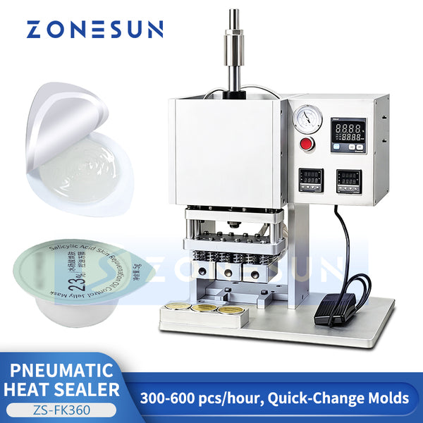 ZONESUN ZS-FK360 Semi-Automatic Heat Sealing Machine for Cups Trays Tubes and Containers