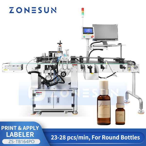 ZONESUN ZS-TB164PO Barcode-Triggered Real-time Print & Apply Labeler for Bottles