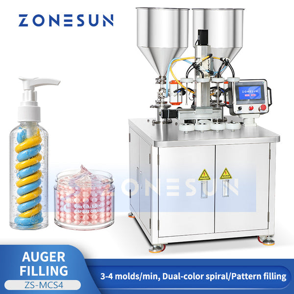 ZONESUN ZS-MCS4 Dual-Color Spiral Pattern Cosmetic Cream Filling Machine