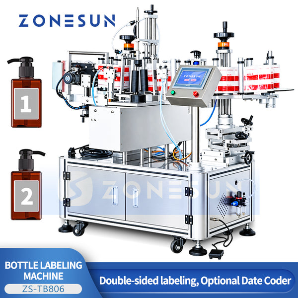 ZONESUN ZS-TB806 Semi-Auto Square Bottle Labeling Machine with Date Coder