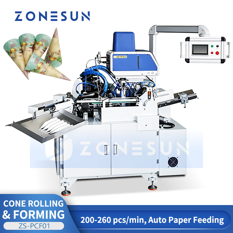 ZONESUN ZS-PCF01 Automatic Paper Cone Sleeve Forming Machine for Ice Cream Wrappers