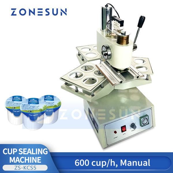 ZONESUN ZS-KCS5 Manual Cup Sealer Machine for Plastic Cups Milk Tea Coffee & Yogurt Shops Fast Heat Sealing with Adjustable Molds