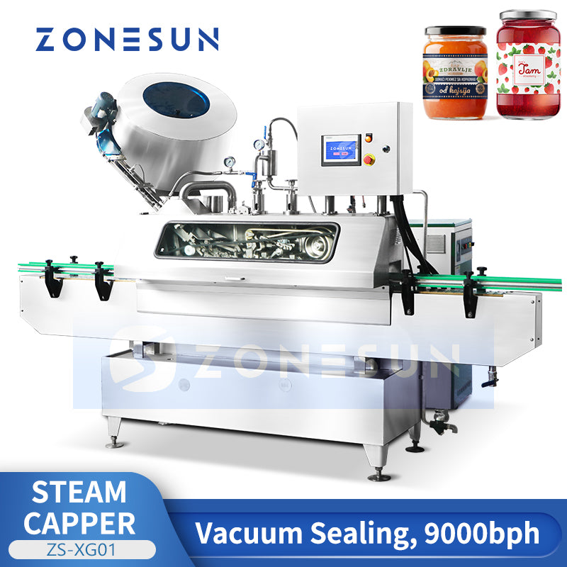 ZONESUN ZS-XG01 Steam Vacuum Capping Machine 9000BPH