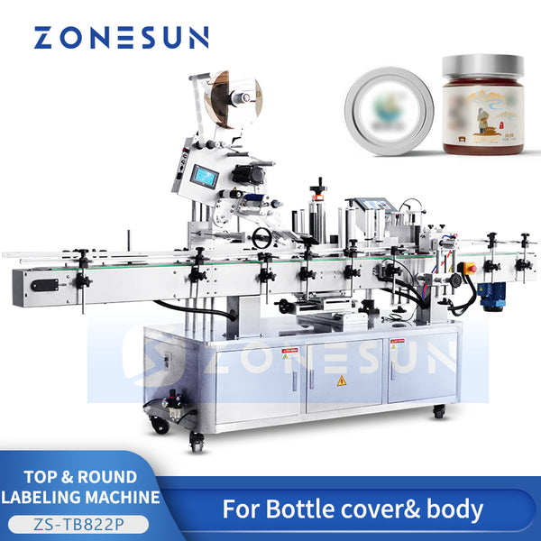 ZONESUN ZS-TB822P Automatic Top & Round Bottle Labeling Machine