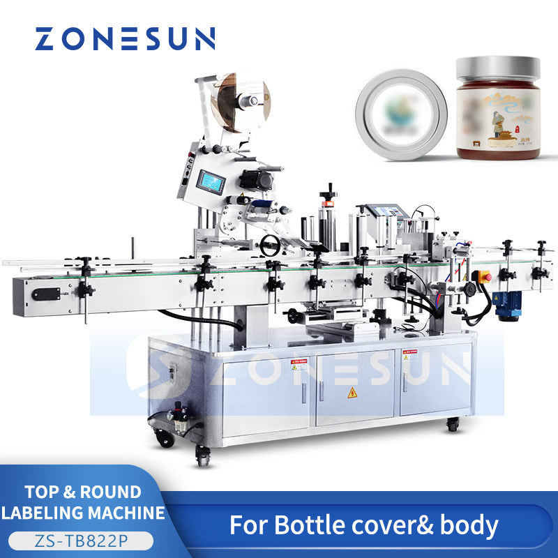 ZONESUN ZS-TB822P Automatic Top & Round Bottle Labeling Machine