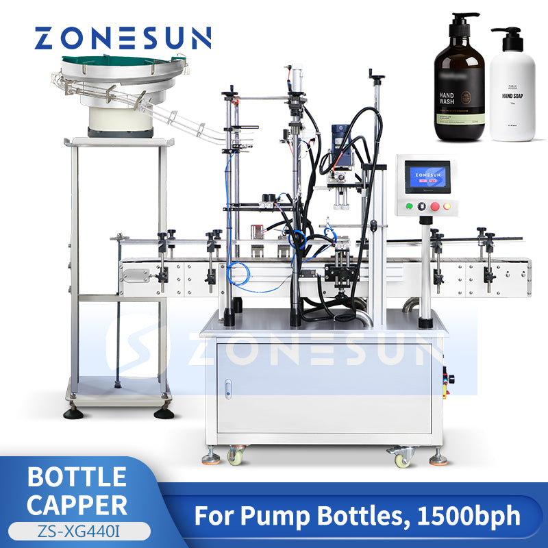 ZONESUN ZS-XG440I Automatic Pump Bottle Capping Machine with Vibrating Bowl