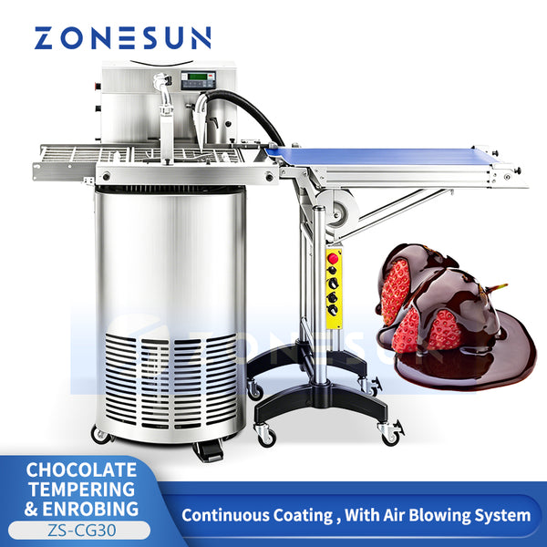 ZONESUN ZS-CG30 Automatic Chocolate Enrober and Tempering Machine for Bakery Products