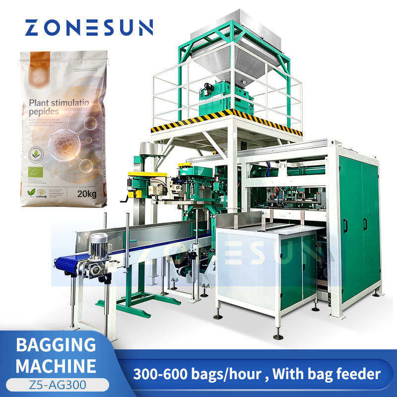 ZONESUN Z5-AG300 Automatic Bagging & Weighing Machine for Grain Rice Corn Fertilizer Feed Plastic Granules and Powder Materials