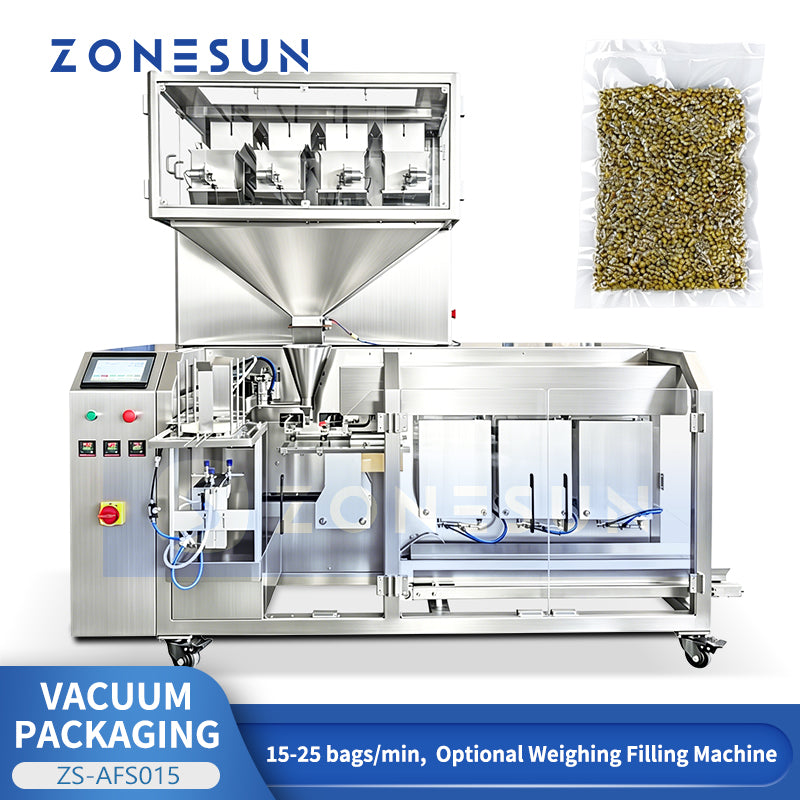 ZONESUN ZS-AFS015 Automatic Three-Chamber Premade Bag Vacuum Sealing Machine for Food Packaging