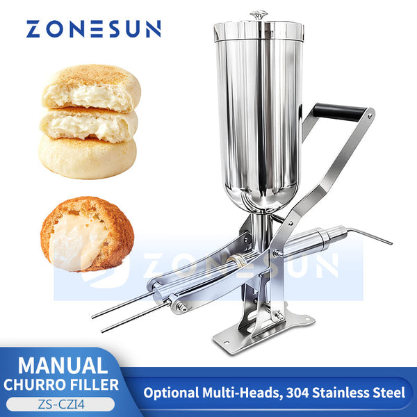 ZONESUN ZS-CZI4 Manual Center Filling Injection Machine for Donuts, Churros, Cakes, Bread Paste with Stainless Steel Hopper