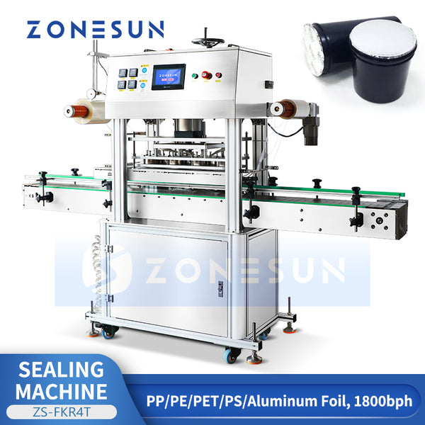 ZONESUN ZS-FKR4T Heat Sealing Machine | 4-Head Film Sealer for Bottles