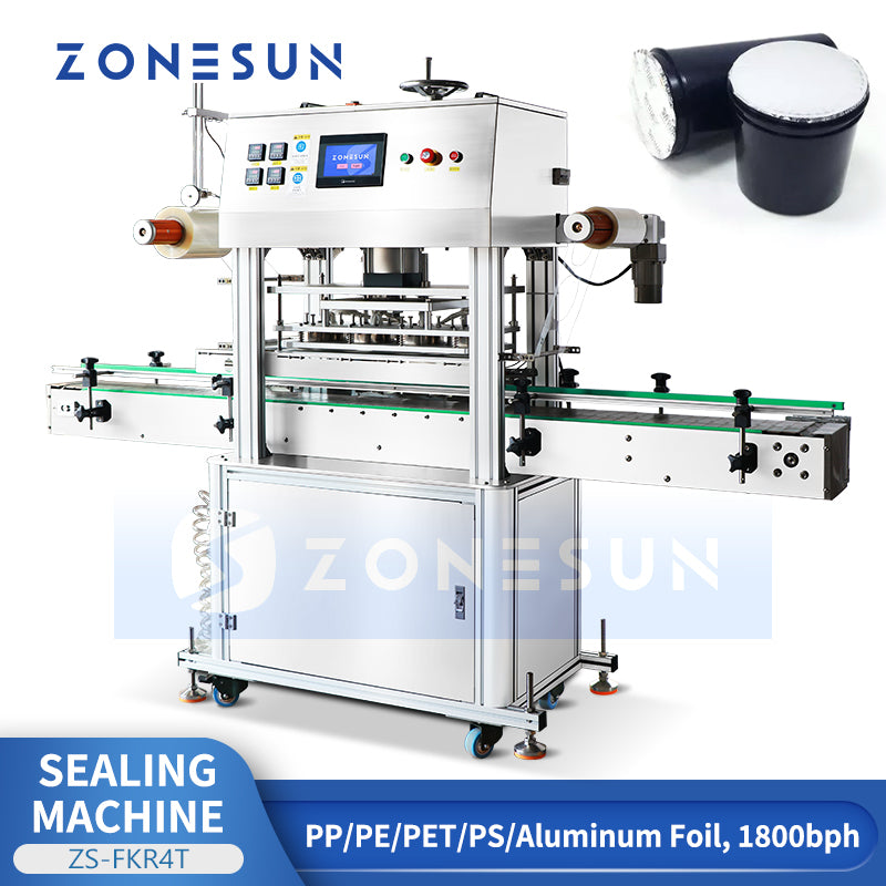 ZONESUN ZS-FKR4T Heat Sealing Machine | 4-Head Film Sealer for Bottles