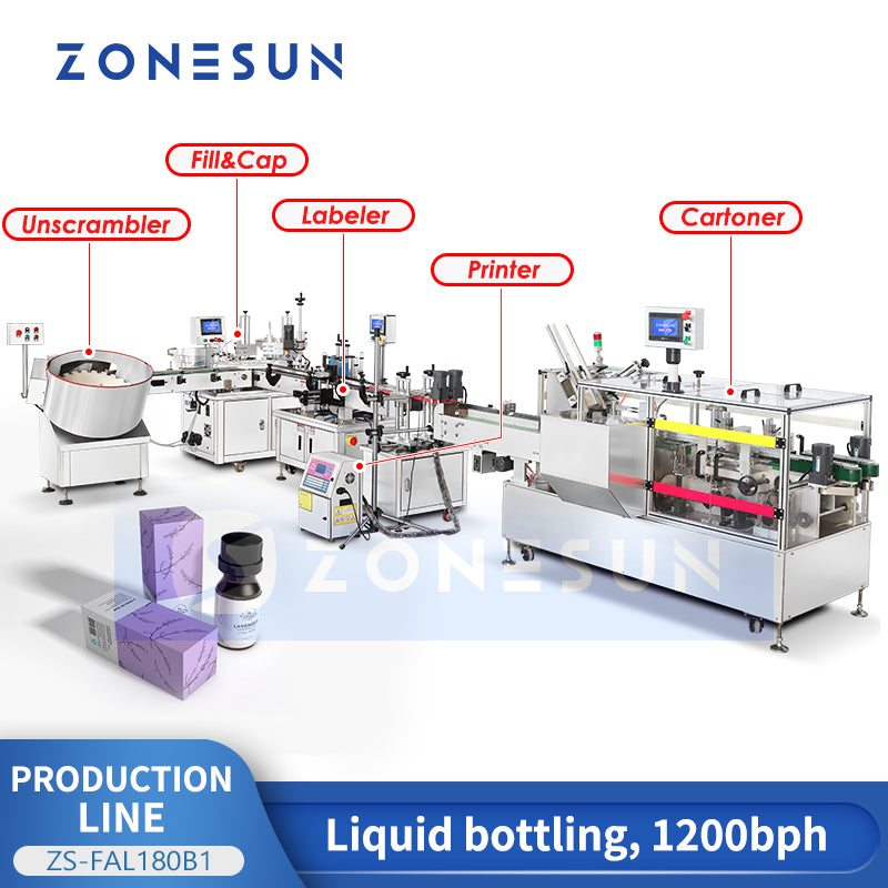 ZONESUN ZS-FAL180B1 Automatic Liquid Filling Capping Labeling Carton Packaging Production Line