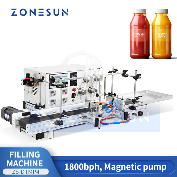 ZONESUN ZS-DTMP4 4 Nozzles Automatic Magnetic Pump Liquid Filling Machine ZS-DTMP4