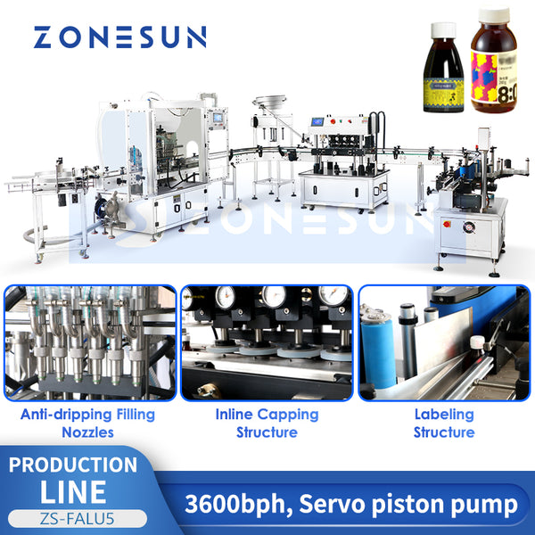 ZONESUN ZS-FALU5 Honey Syrup Filling, Capping & Labeling Line for Viscous Products