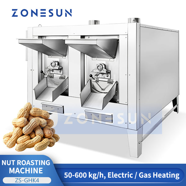 ZONESUN ZS-GHK4 Continuous Rotary Roasting Machine for Nuts Seeds Peanuts Almonds Cashews Sesame