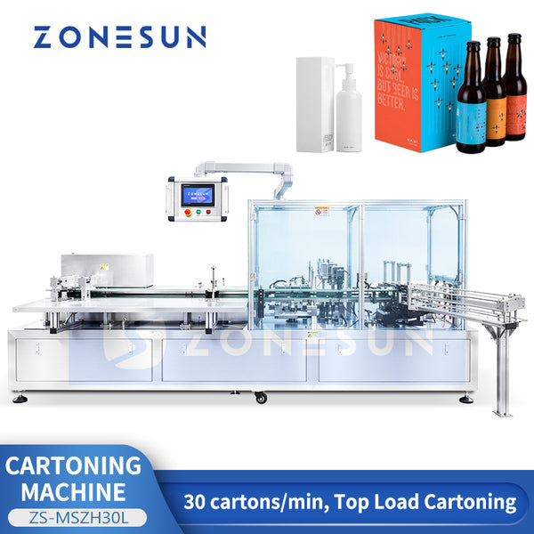 ZONESUN ZS-MSZH30L Automatic Top Load Cartoning Machine for Bottles and Food Granules