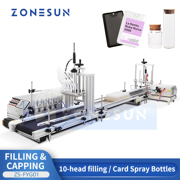 ZONESUN ZS-FYG01 Automatic 10 Diving Nozzles Peristaltic Pump Liquid Filling Capping Machine