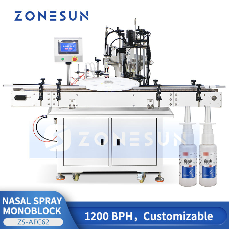 ZONESUN ZS-AFC62 Automatic 10–200 ml Nasal Spray Filling and Capping Machine