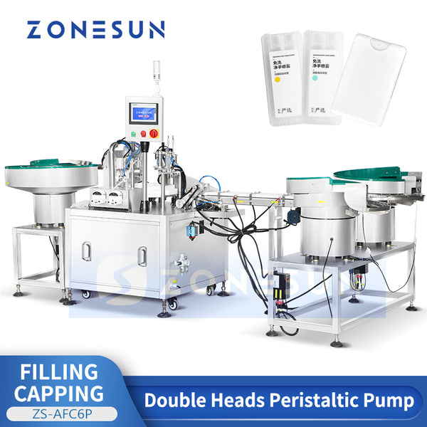 ZONESUN ZS-AFC6P Pocket Perfume Peristaltic Pump Filling Capping Machine