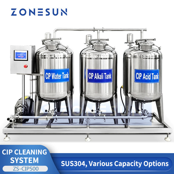 ZONESUN ZS-CIP500 Series Automatic CIP Cleaning System with 3 Tanks for Food Beverage Processing