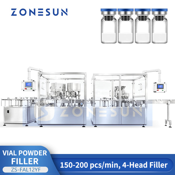 ZONESUN ZS-FAL12YF High Speed Automatic Vial Powder Filling and Crimp Capping Machine for Pharmaceutical Food and Chemical Powder Packaging